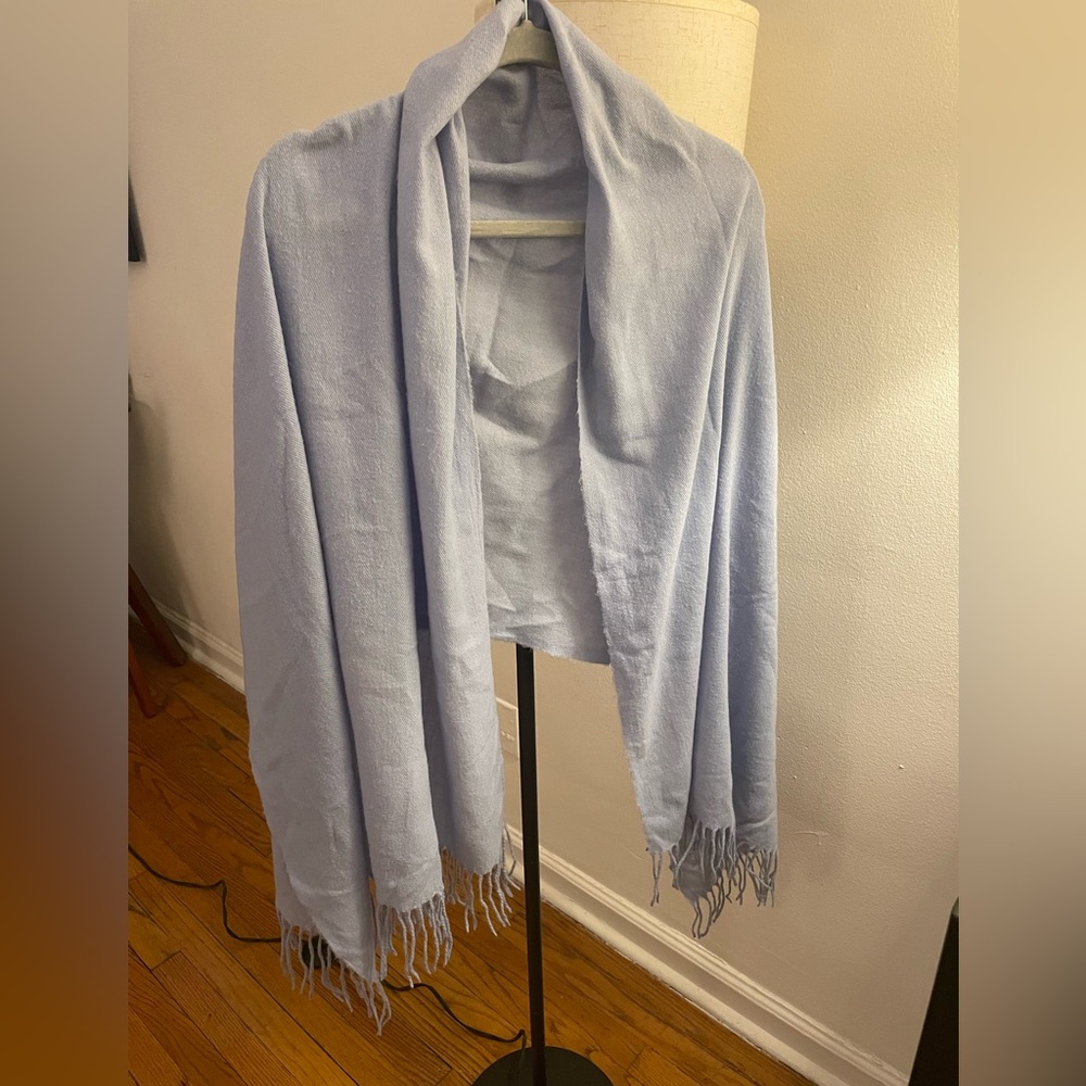 Light Blue Fringed Shawl